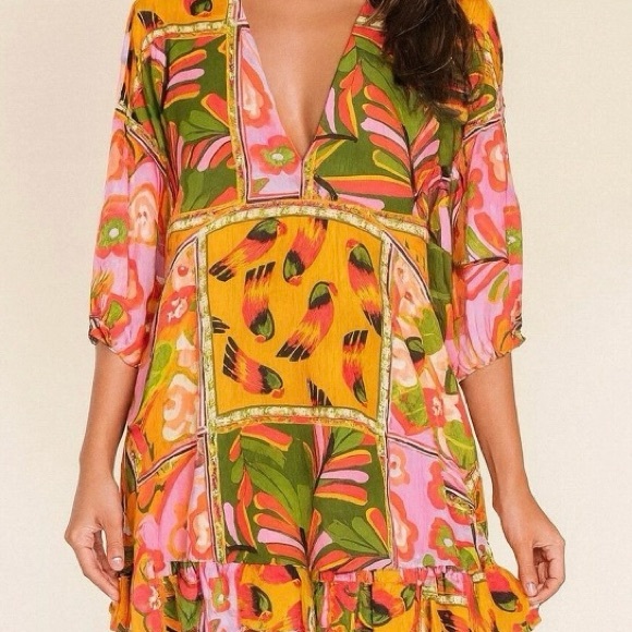 Label Of Love Anthropologie Calista Resort Mini Dress Cover Up V Neck Size small - Picture 1 of 16